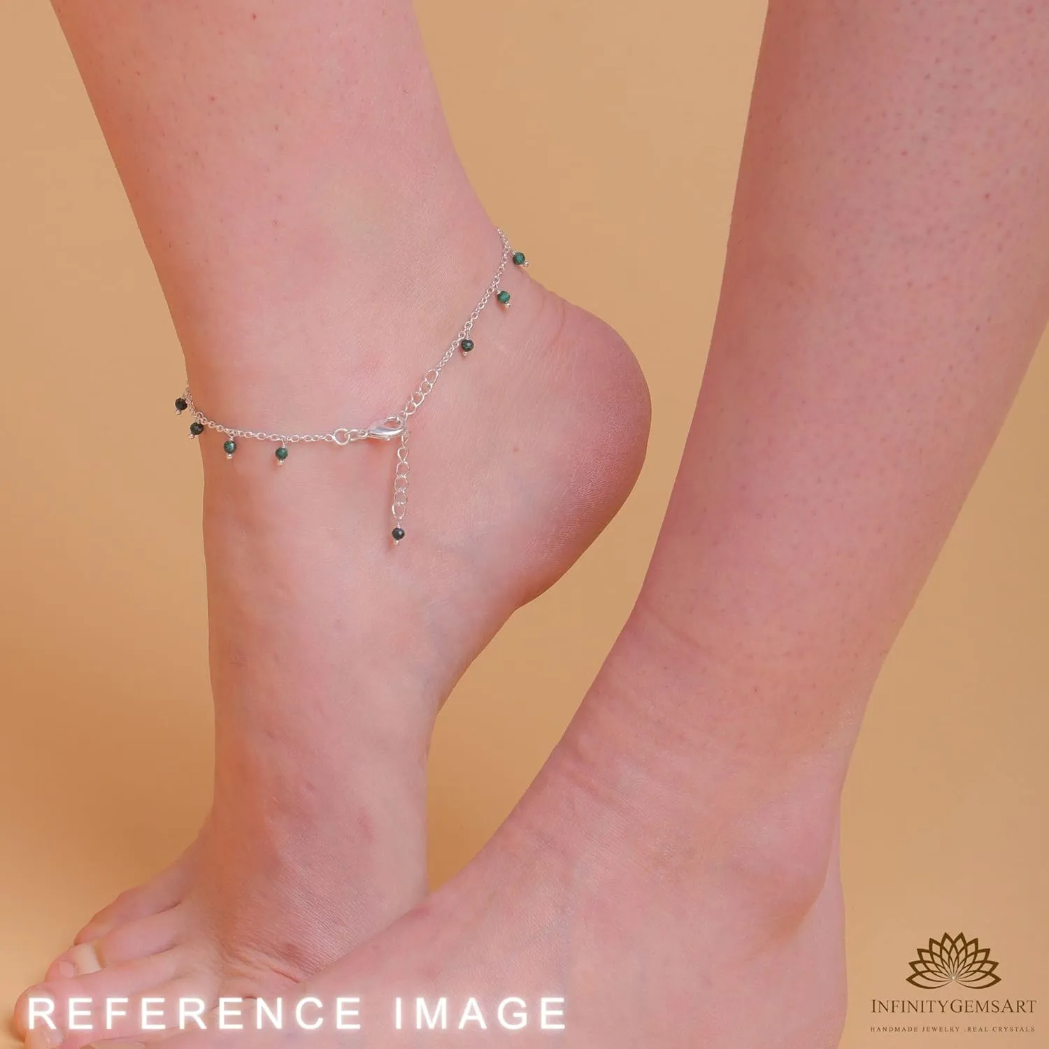 Yanara Larimar Anklets Ankle Bracelets for Women Natural Birthstone Silver Plated Handmade Jewelry in 8.5 1.5 inch Chakra Crystals and Gemstones Gifts for Mom Her Girls