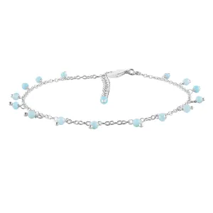 Yanara Larimar Anklets Ankle Bracelets for Women Natural Birthstone Silver Plated Handmade Jewelry in 8.5 1.5 inch Chakra Crystals and Gemstones Gifts for Mom Her Girls