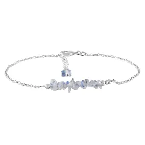 Yanara Rainbow Moonstone Ankle Bracelets for Women Anklets For Women Natural June Birthstone Nuggets Silver Plated Jewelry in 9  1.5 inch Chakra Crystals Mothers Day Gifts For Mom Her