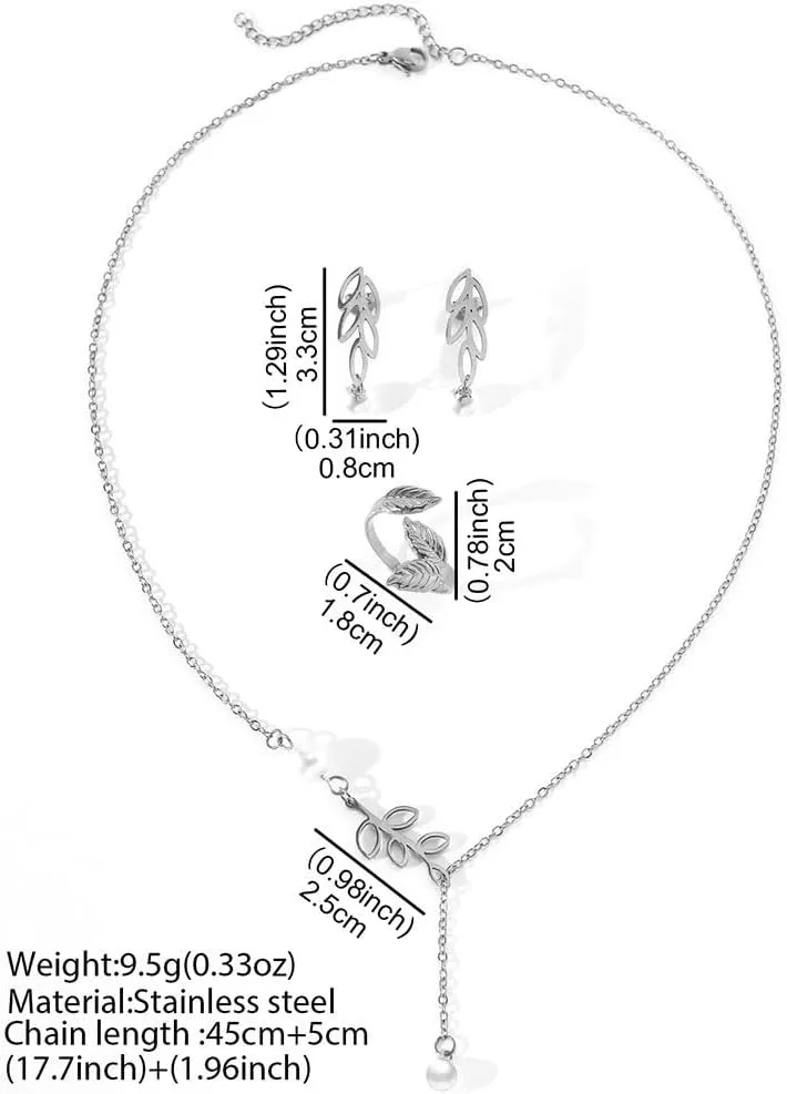 YAZILIND Jewelry Set for Women,Dainty 18K Gold/Silver Plated Pearl Necklace and Earring Set Gold/Silver Drop Earrings Ring Pearl Choker Necklace Wedding Jewelry