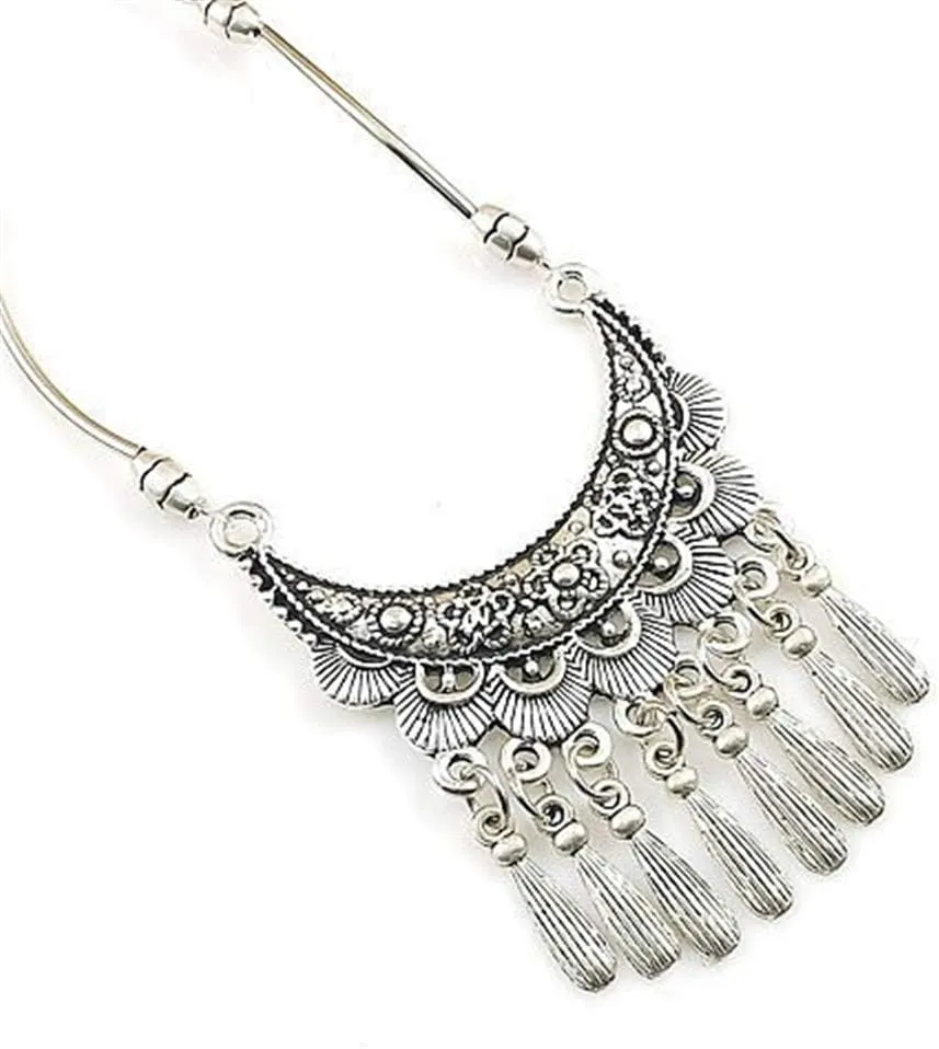 YAZILIND Vintage Ethnic Tibetan Silver Necklace Bohemian Style Party Jewelry Women Sweater Accessory