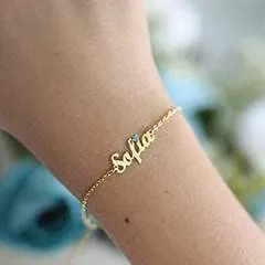 YDD 10k 14k 18k Solid Gold Name Bracelets for Women Custom Personalized Name Bracelet with Birthstone Name Friendship Bracelet Names Birthstone Bracelet Anklets Birthday Gifts Jewelry