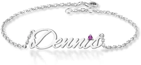 YDD 10k 14k 18k Solid Gold Name Bracelets for Women Custom Personalized Name Bracelet with Birthstone Name Friendship Bracelet Names Birthstone Bracelet Anklets Birthday Gifts Jewelry