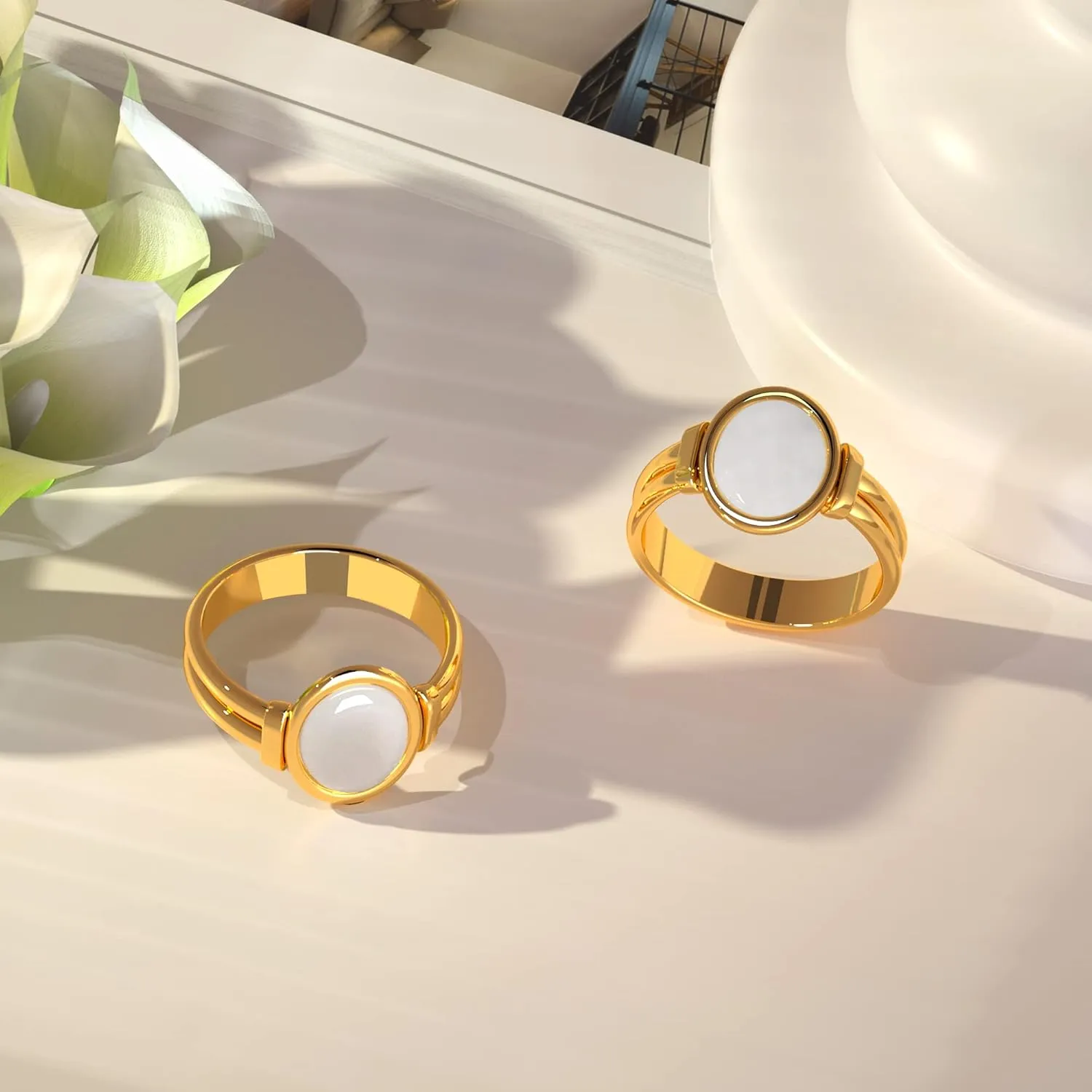 YeGieonr Gold Rings for Women Trendy Non-tarnish Chunky Gold Plated Ring, Waterproof Stainless Steel Gold Jewelry Gift