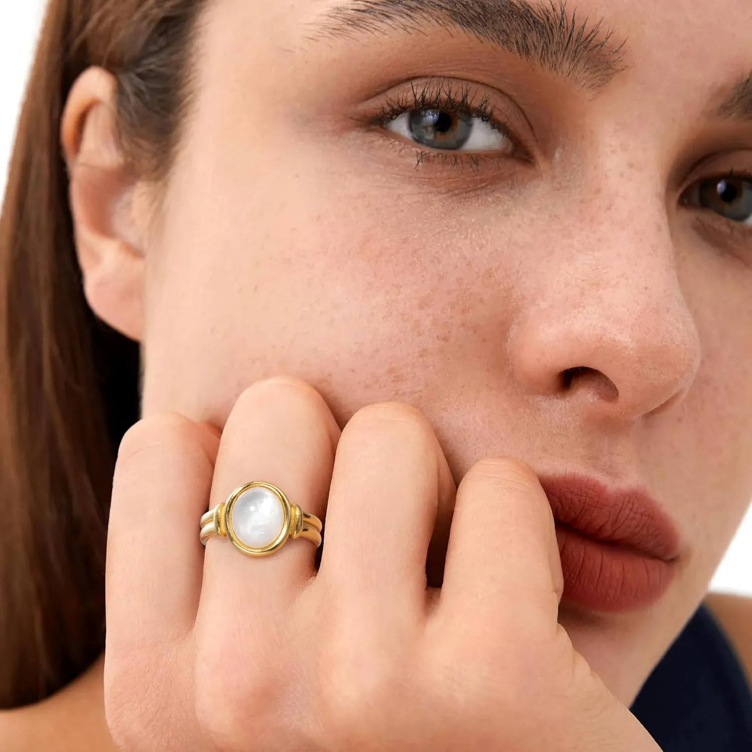 YeGieonr Gold Rings for Women Trendy Non-tarnish Chunky Gold Plated Ring, Waterproof Stainless Steel Gold Jewelry Gift