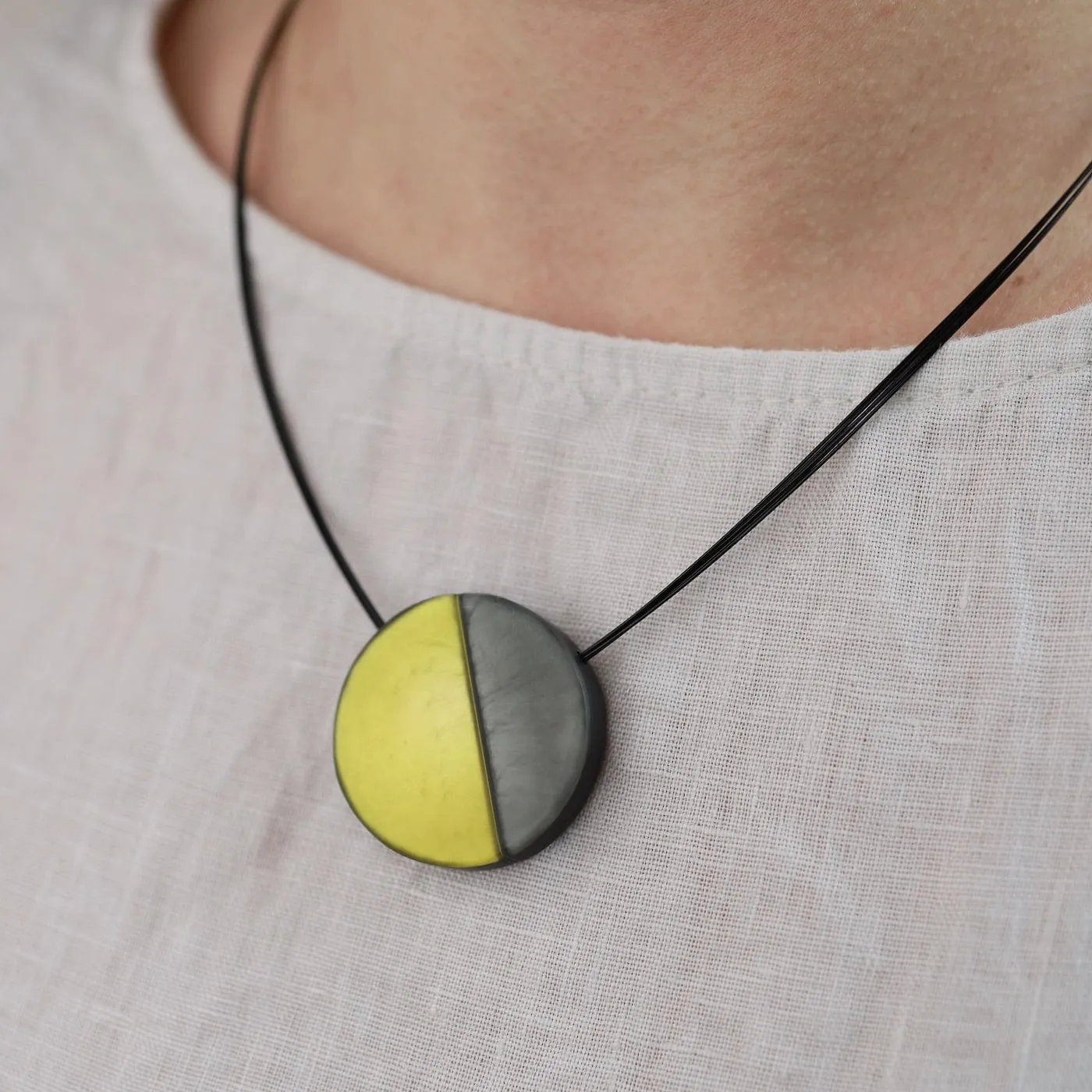 Yellow and Grey Two Tone Magnetic Pendant