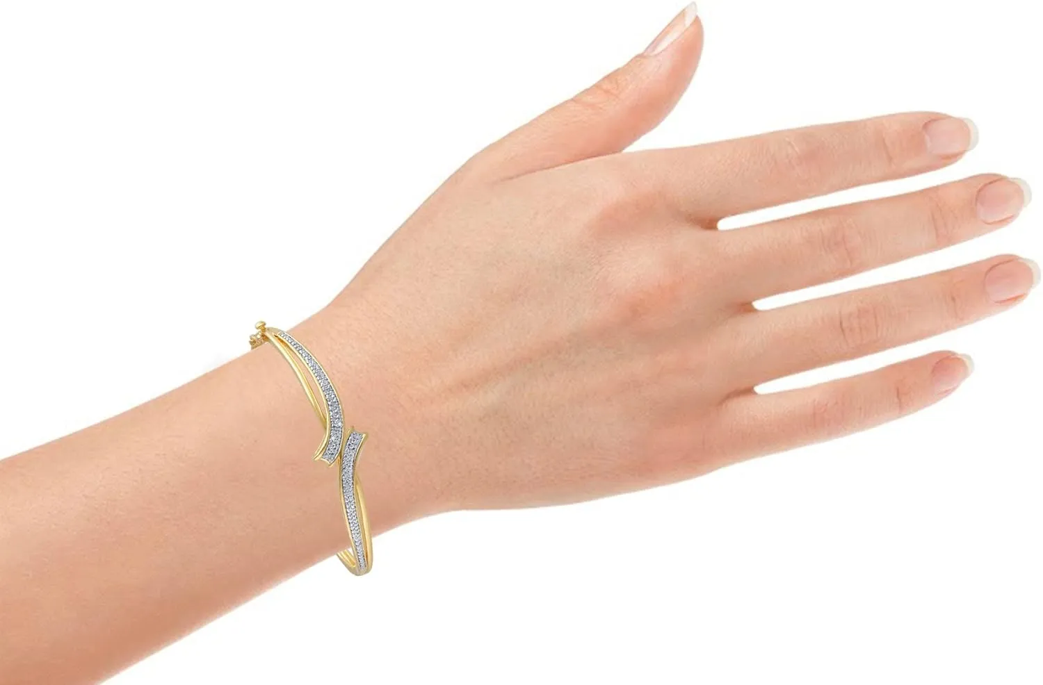 Yellow Gold-plated Round Diamond Accent Ethnic Wedding Wear Bangle Bracelet| Fashion Jewelry for Women s Her| Gift Box Included