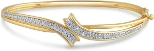Yellow Gold-plated Round Diamond Accent Ethnic Wedding Wear Bangle Bracelet| Fashion Jewelry for Women s Her| Gift Box Included
