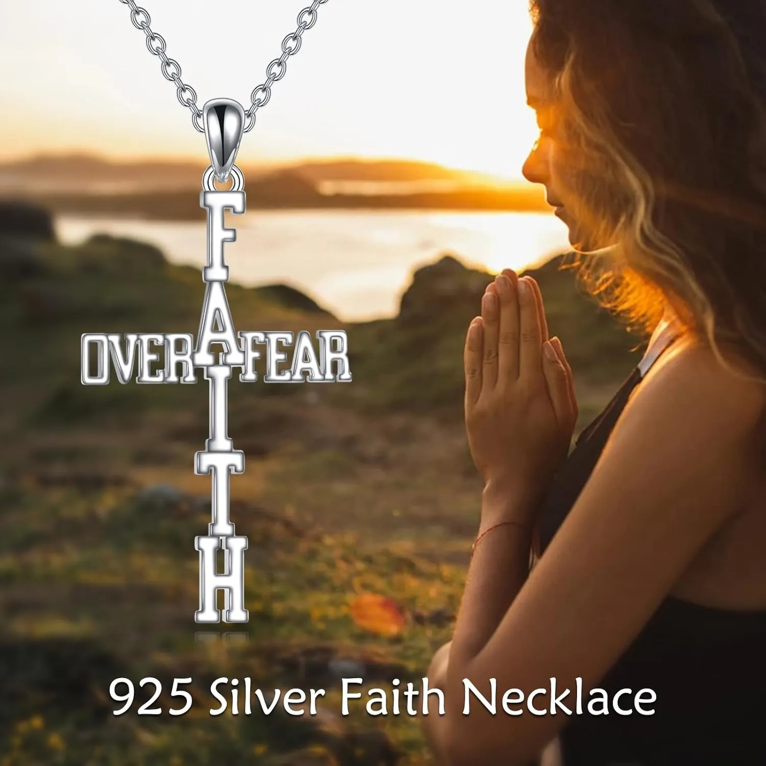 YFN Cross Necklace for Women Sterling Silver Religious Pendant Necklace Christian Jewelry for Women Catholic Gifts for Mom Wife