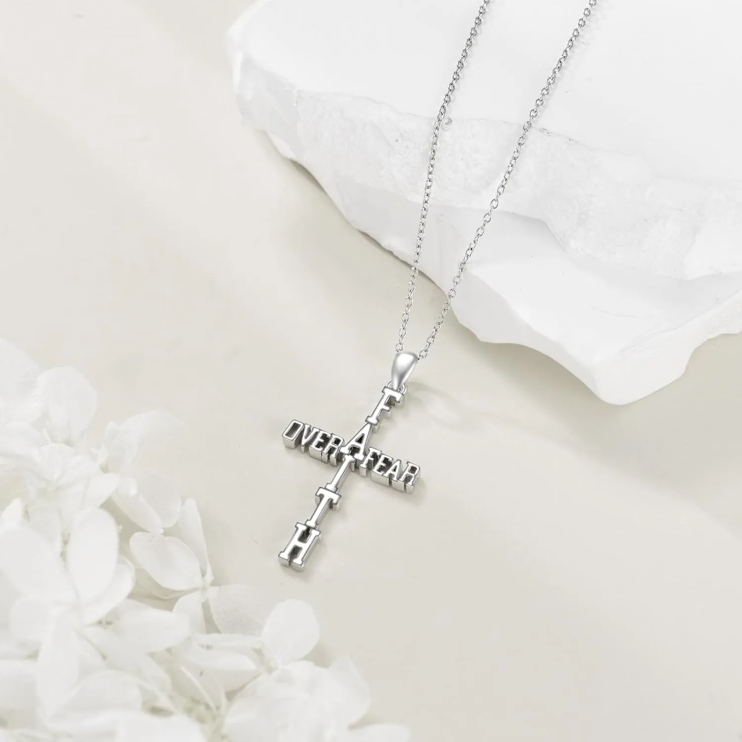 YFN Cross Necklace for Women Sterling Silver Religious Pendant Necklace Christian Jewelry for Women Catholic Gifts for Mom Wife