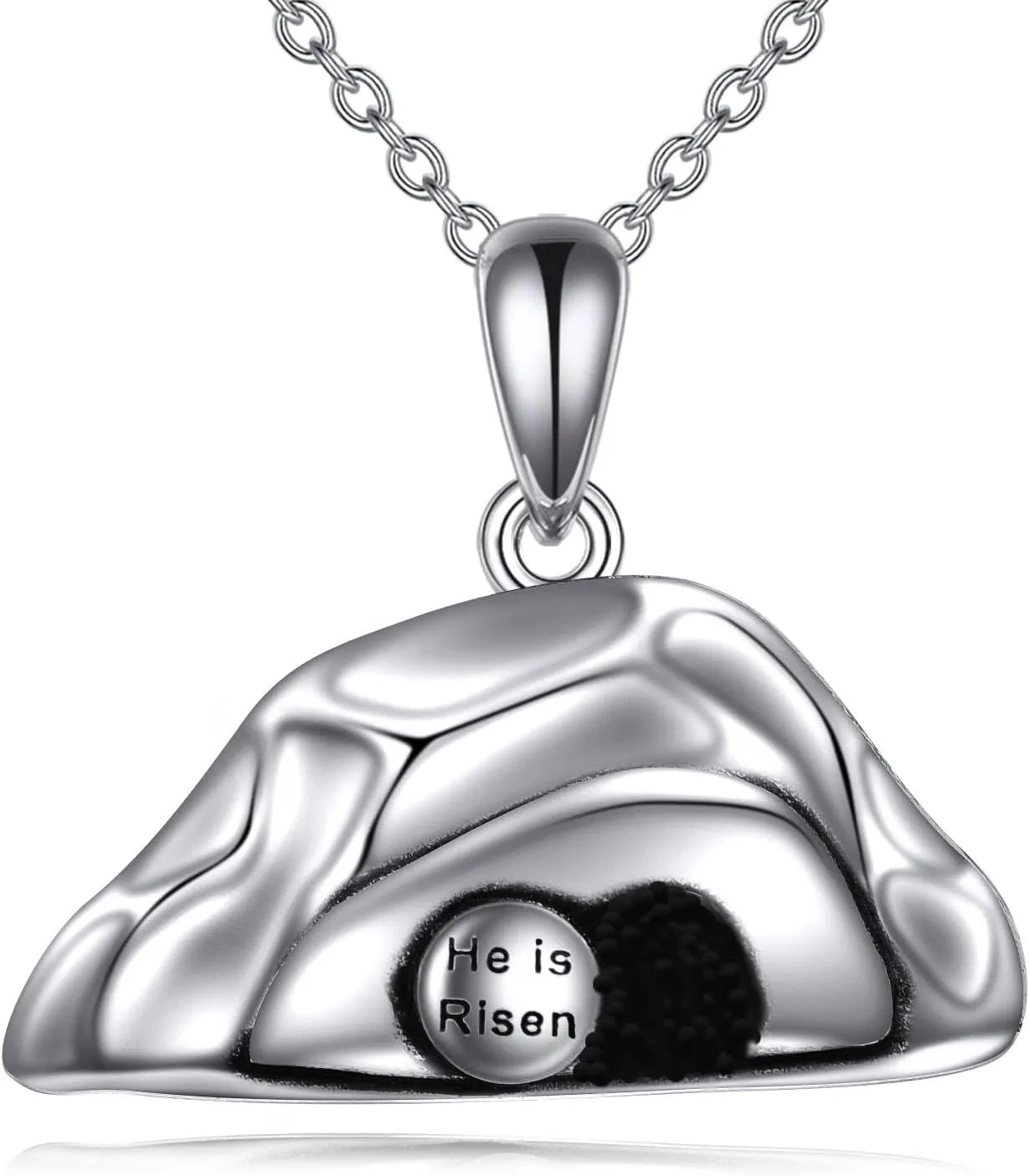 YFN Empty Tomb Necklace Sterling Silver He Is Risen Pendant Necklace Religious Jewelry For Women Christian Gifts For Mom Grandma
