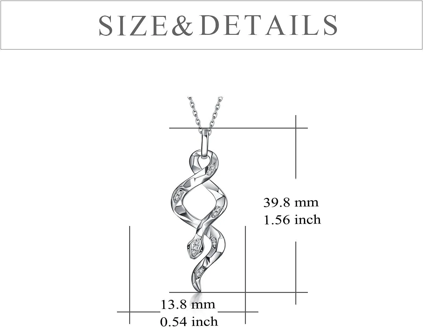 YFN Snake Pendant Necklace Gothic Jewelry Sterling Silver Animal Snake Necklaces for Women Men