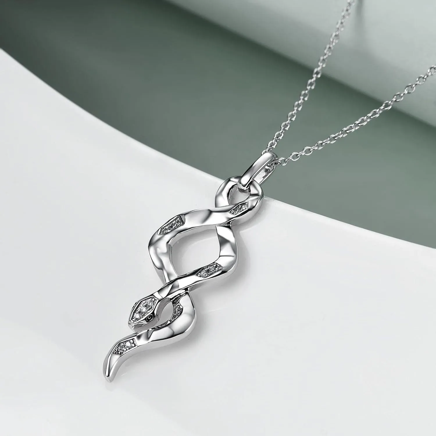 YFN Snake Pendant Necklace Gothic Jewelry Sterling Silver Animal Snake Necklaces for Women Men