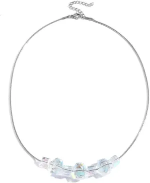Zian Crystal Necklace Clear Bohemian Necklace Spring Summer Necklace Vintage Necklace Prom Necklace 70s Necklace 80s Necklace