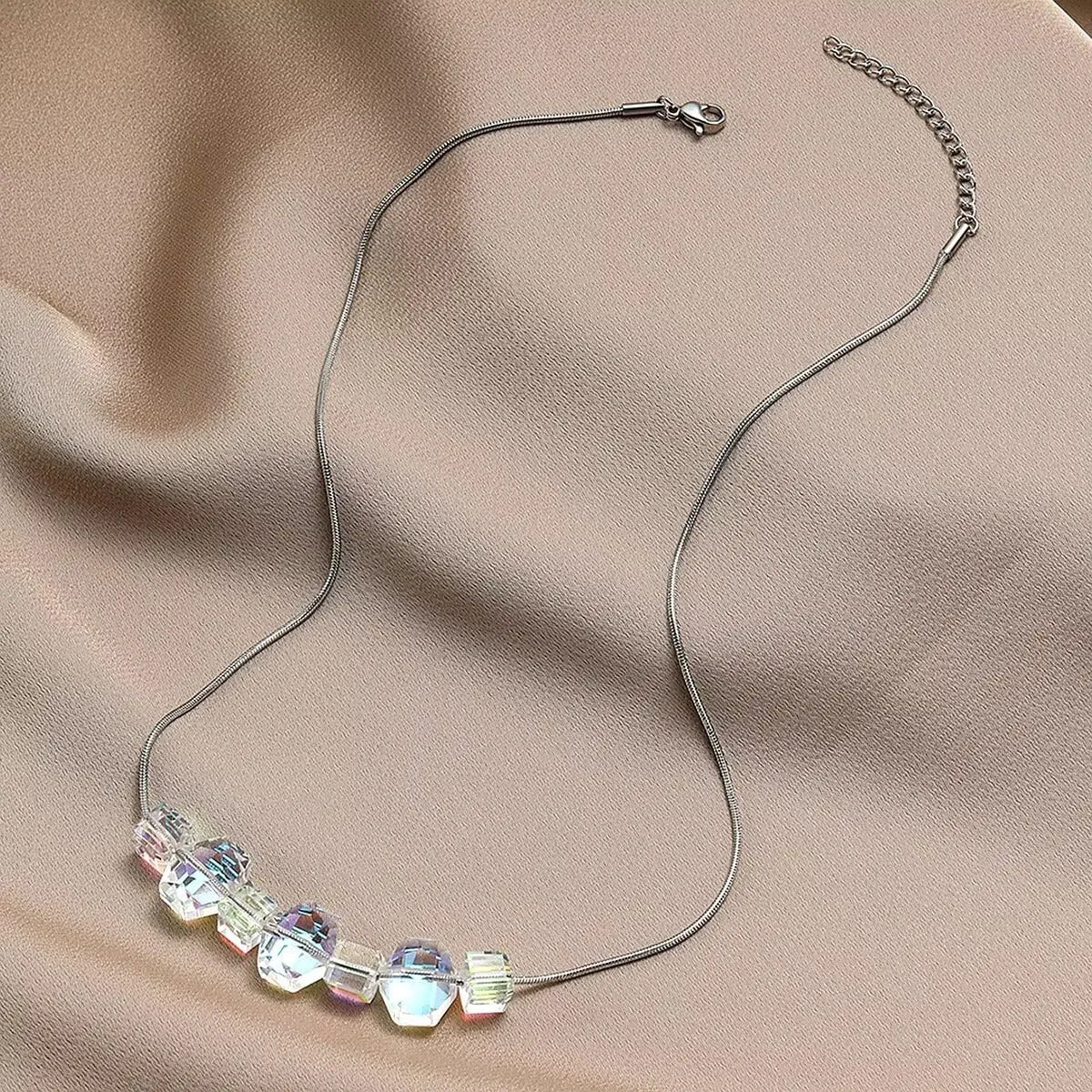 Zian Crystal Necklace Clear Bohemian Necklace Spring Summer Necklace Vintage Necklace Prom Necklace 70s Necklace 80s Necklace