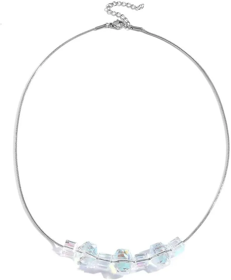 Zian Crystal Necklace Clear Bohemian Necklace Spring Summer Necklace Vintage Necklace Prom Necklace 70s Necklace 80s Necklace