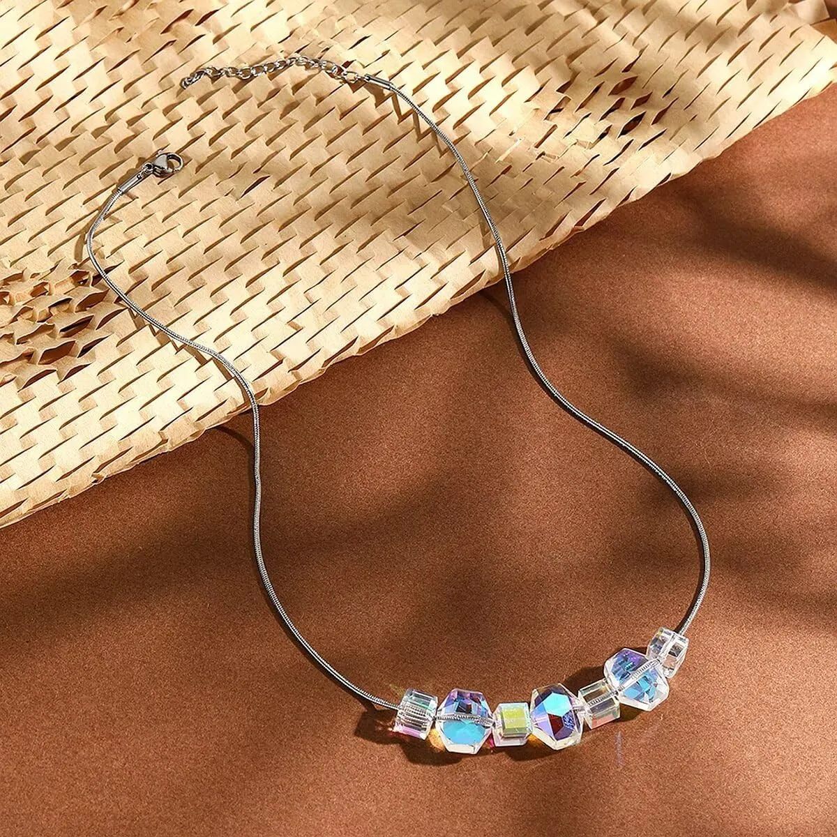 Zian Crystal Necklace Clear Bohemian Necklace Spring Summer Necklace Vintage Necklace Prom Necklace 70s Necklace 80s Necklace