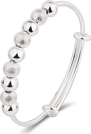 ZKXYFFS Sterling Silver Bracelets for Women 925 Sterling Silver Beads Bangle Bracelet Transfer Lucky Cuff Bracelet Adjustable Fashion Women Jewelry Friendship Gift